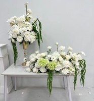 A-1994 Boule de fleurs artificielle en soie, roses blanches et hortensias, pour décoration de fond d'événement, de mariage et centre de table, économique
