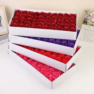 Boîte-cadeau populaire pour la saint-valentin, décoration de la maison, fête de mariage, tête de fleur artificielle, mousse de Rose, fleurs de savon