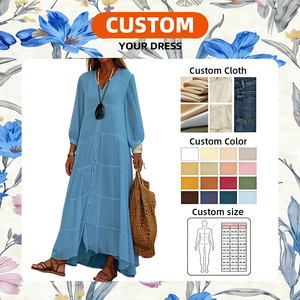 Abito <span class=keywords><strong>Lungo</strong></span> a Strati <span class=keywords><strong>Bianco</strong></span> Personalizzato OEM per Donna, Scollo a V, Maniche Lunghe, Stile Boho, Casual, Fluido, per Vacanze al Mare e Resort Estivi - Product Image 5