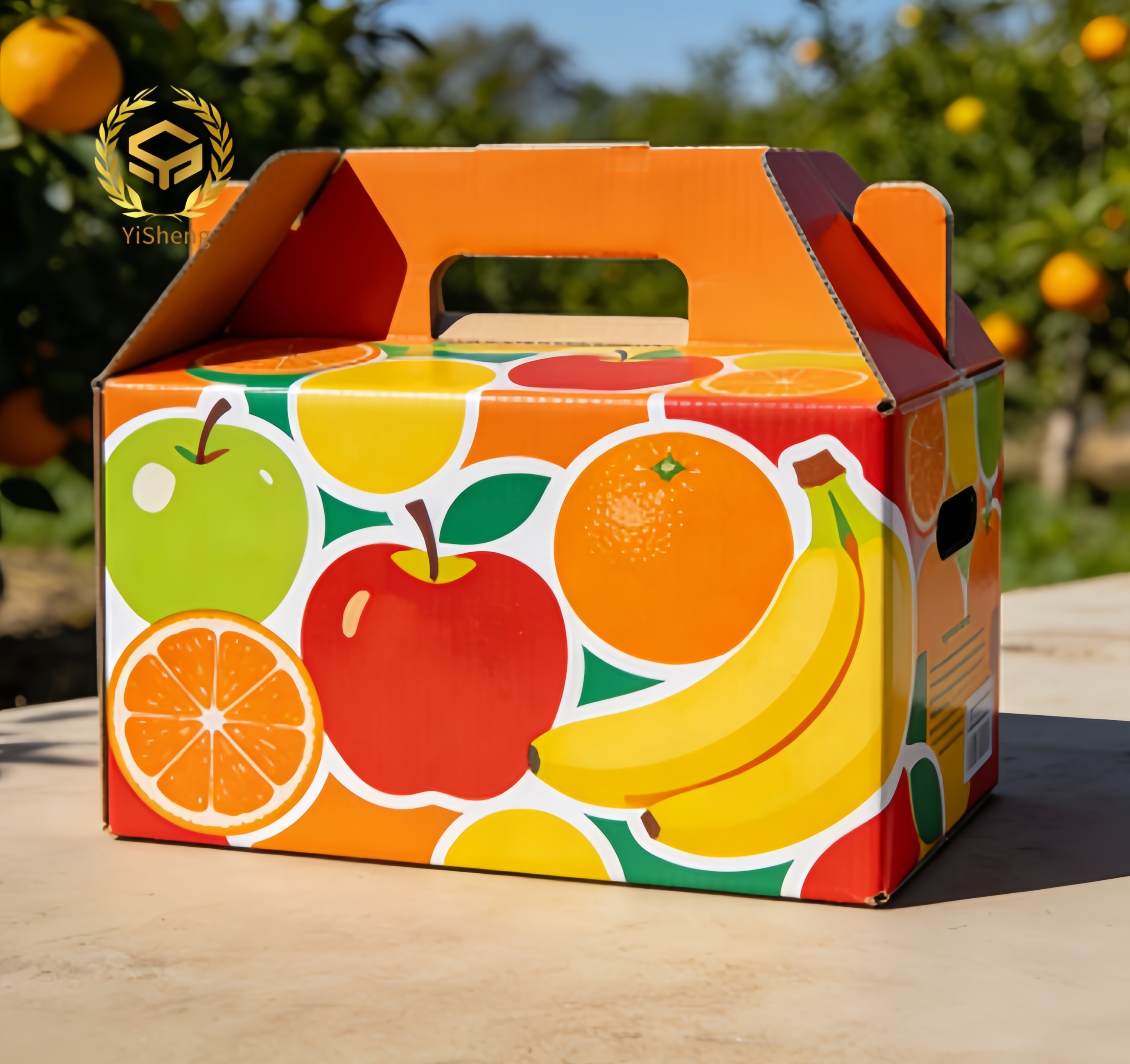 Custom Printed Cartons, Kraft Paper Corrugated Boxes with Handles Convenient for Transportation Very Suitable for Packaging.