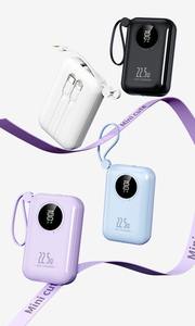 2026 Neuer Kleiner Tragbarer Ladegerät 10000mAh Li-Polymer Akku Powerbank mit LED-Anzeige 20W Schnellladung Eingebaute 2 Kabel - Product Image 4