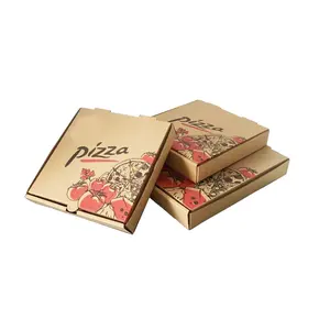 棕色牛皮纸B E长笛12 14 16 18英寸食品级包装盒定制标志波纹披萨盒