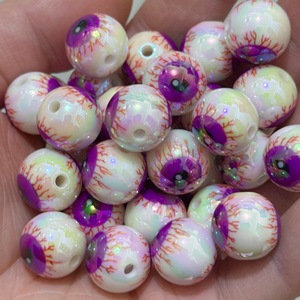 Perles œil de bœuf colorées en acrylique de 16 mm, perles œil électroplaquées UV, accessoires de bijoux pour stylos à perles faits main DIY - Product Image 2