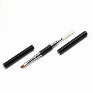 Pousse-ongles et brosse à gel 2-en-1 en acier inoxydable, outil de manucure en métal et nylon pour nail art - Product Image 3