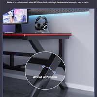 Escritorio de Juegos para Computadora con Altura Ajustable Eléctrica, Pantalla LED, Diseño en Forma de Z, Superficie de Fibra de Carbono, Requiere Ensamblaje