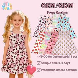 Colorido infancia niños niñas verano 4 de Julio vestido niño Correa Smocked Floral Boho <span class=keywords><strong>playa</strong></span> vestido 2-12 ropa para niños - Product Image 1