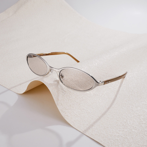 Gafas de Sol Ovaladas Y2K de Diseño Nuevo 2026, Montura Metálica, Pequeñas y Estrechas, Estilo Cyberpunk Futurista, con Logotipo Personalizado, Listas para Enviar - Product Image 3