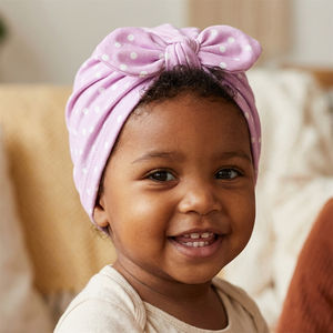 Chapeau pour bébé avec oreilles de lapin, nouveau style, couleur unie et pois, nœud indien, mignon, lavable, écologique, polyester, toutes saisons - Product Image 1