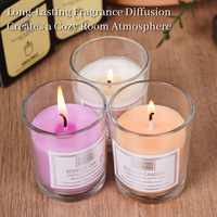 Bougie d'aromathérapie artisanale de style nordique, senteurs lavande, pêche blanche et oolong, dans un gobelet givré, en cire de soja, pour mariage et Thanksgiving