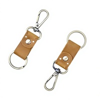 Porte-clés en cuir avec mousqueton, sangle en PU, anneau fendu pour bord plié et cousu, ton laiton antique, 4 couleurs, vente en gros