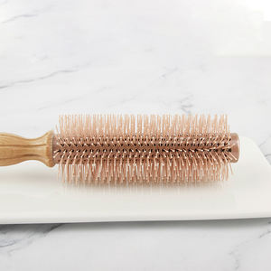 Cepillo redondo de madera de peluquería profesional con barril de aluminio y dientes de nylon <span class=keywords><strong>peine</strong></span> rodillo cepillo rizador - Product Image 3