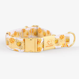Bonito <span class=keywords><strong>collar</strong></span> de perro personalizado con hebilla de metal dorado, logotipo impreso de transferencia de calor, correa de cuello ajustable duradera para mascotas, suave y cómoda - Product Image 4