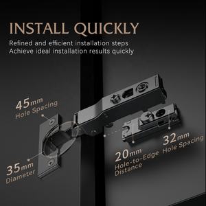 مفصلات حديثة التصميم سوداء بدون أجنحة بقطر 35 مم بزاوية صغيرة وإغلاق ناعم لخزائن المطبخ - Product Image 4