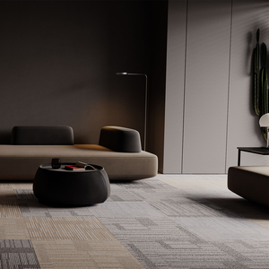 Dalles de moquette commerciales de luxe modernes à motif puzzle pour hôtels et bureaux, en PP Jacquard avec support PVC, carrées 50x50, antidérapantes et écologiques - Product Image 1