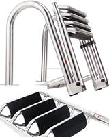 Nouvelle échelle pliable en acier inoxydable à 4 marches Little Dolphin pour usage marin, bateaux, yachts, navires, piscines - Remplacement/Réparation