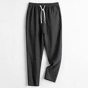 <span class=keywords><strong>Pantaloni</strong></span> in <span class=keywords><strong>Lino</strong></span> da <span class=keywords><strong>Uomo</strong></span>, Cotone Traspirante Estivo, Gamba Dritta, Tinta Unita, Vita Elastica, <span class=keywords><strong>Pantaloni</strong></span> Casual in <span class=keywords><strong>Lino</strong></span> - Product Image 4