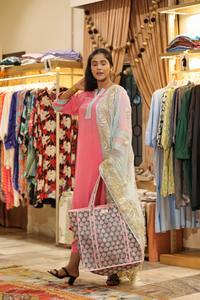 Bolsa de Viaje de Lona de Algodón Estampada a Mano, Ligera, Acolchada, Hecha a Mano, Bolsa de Fin de Semana para Mujer, Gran Capacidad, Color Verde - Product Image 6