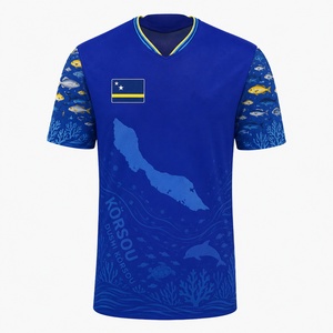 2026 Nationaal Team Uniform 3e Uitverkleding Nieuw Sport T-shirt Blauw Origineel Wc T-shirt Curacao Voetbalshirt Voetbal T-Shirt Korte Set - Product Image 3