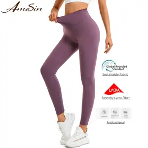 AmeSin Free Sample Custom Logo GRS Sustainable Push Up High Waist Sportswear Leggings Pants Fitness Recycled Women Yoga Pants