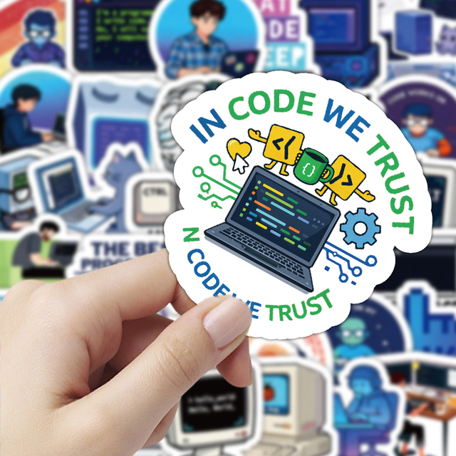 55 PCS/bag Programmer-themed Stickers, Puzzle & Education Trend Series, Perfect Decoration Accessory