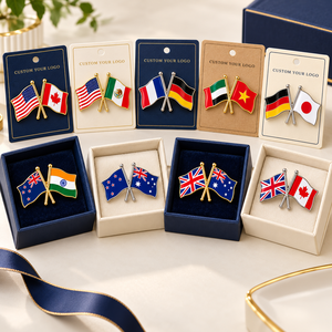 Custom Double National Flag Lapel Pins USA Canada Mexico France Germany UAE Vietnam Japan New Zealand UK OEM ODM Manufacturer - Product Image 2