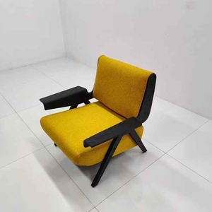 <span class=keywords><strong>Chaise</strong></span> de canapé rembourrée moderne à rayures avec cadre en bois et accoudoirs, confort élégant pour le salon, le bureau et l'hospitalité - Product Image 4