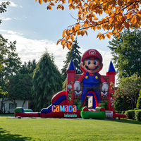 Offre Spéciale : Château Gonflable Thème Mario avec Toboggan Intégré en PVC et Vinyle, Combo Bouncer avec Souffleur