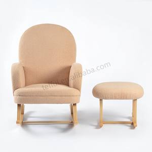 Sillón moderno con respaldo alto, balancín esponjoso, patas de madera de goma, silla decorativa tapizada para adultos para el hogar, la Oficina y la sala de estar - Product Image 1