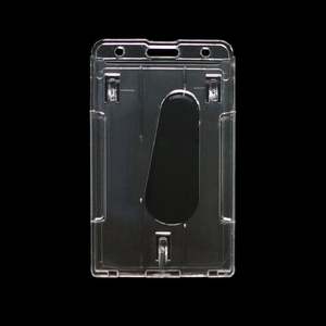 Porte-badge en polycarbonate de haute qualité, porte-carte en plastique rigide PC, 2 emplacements pour cartes, transparent comme du cristal, porte-carte de travail - Product Image 1
