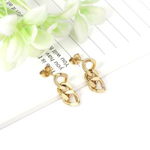 Pendientes de Cadena Gruesa Minimalistas Hipoalergénicos de Acero Inoxidable con Baño de Oro de 18K Sin Níquel para Mujer - Product Image 2