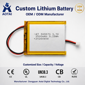 Batterie au lithium polymère rechargeable haute capacité 505573 3,7 V 2500 mAh avec connecteur JST pour haut-parleur Bluetooth, projecteur, POS - Product Image 1