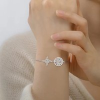 Pulsera de Doble Protección con Nudo de Bruja, Pentagrama y Tetragramatón, Joyería de Acero Inoxidable
