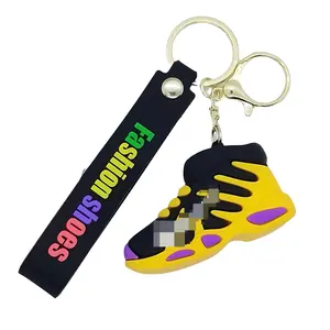 Silicone AJ Sneaker Rubber Keychain Sport Shoes Keyring 3D Figure Wholesale Bulk LOGO Customization Advertising Soft PVC Pendant