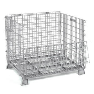 כלוב מתכת מתקפל בהתאמה אישית לסיטונאות, מיכל אחסון מתקפל מרשת פלדה, כלוב חיות מחמד מתקפל עם מכסה מפלדה רכה, ניתן לערום, למשא - Product Image 6