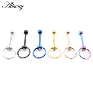 Großhandel Zirkon CZ Edelstahl Zunge Langhantel Piercing-Faden Unisex Damen 14G Labret Lippe Nippel Ringe Baugruppe Schmuck