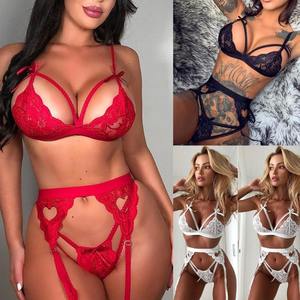 Açık sutyen seksi Teddy iç giyim jartiyer askıları artı boyutu kadın iç çamaşırı seti dantel Bodysuit yapış tek parça - Product Image 6