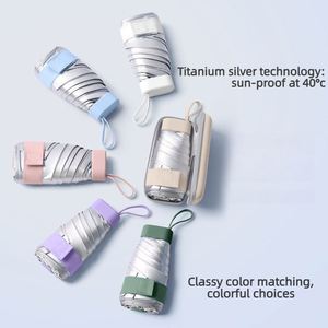ร่มพับห้าตอนขนาดเล็ก 15 ซม. ป้องกันรังสียูวี UPF50 ผลิตจากไทเทเนียมสีเงิน พร้อมโลโก้สั่งทำได้ สำหรับผู้หญิง เหมาะสำหรับการเดินทาง ของขวัญขายปลีก - Product Image 2