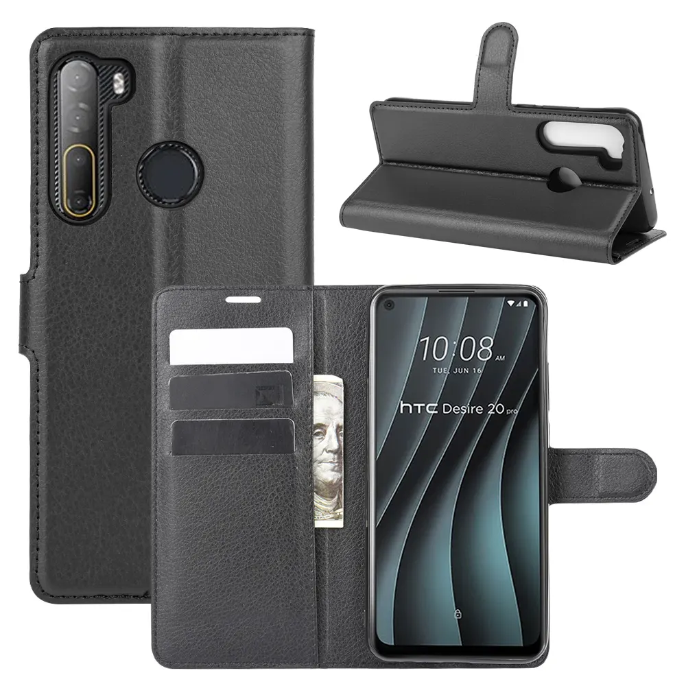 For HTC Desire 20 Pro Case Leather Phone Cover for HTC Desire 20 Pro Cover Phone Case Mobile Back Cover Leather Case Card Holder