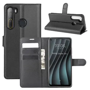 Leather Phone Cover Mobile Back Cover Leather Case Card Holder for HTC Desire 20 Pro Case OPP Bag 9 Colors Same as The Picture