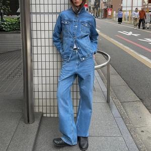 Nuevo Conjunto de Otoño para Mujer, Estilo Casual, Dos Piezas, Denim Lavado, Pantalones Anchos de Moda Urbana - Product Image 1