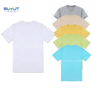 Trim fashion cut colour unisex t shirt plain pattern polyester blank colored shirts for sublimation