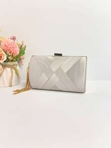 Bolso de Mano Moderno con Cierre de Cremallera, Dos Correas de Cadena, Impermeable, para Cena, con Borla de Seda, para Vestido de Novia, Noche, Unisex - Product Image 2