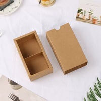 Boîte à biscuits en papier kraft avec 2 diviseurs, emballage pour macarons, desserts, bonbons, en-cas, boîtes d'emballage écologiques