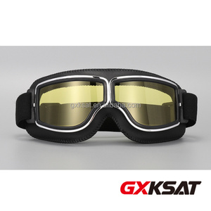 GXKSAT Gafas de Motocicleta de Cuero Personalizadas Estilo Vintage, Gafas de Conducción Retro para <span class=keywords><strong>Casco</strong></span> <span class=keywords><strong>Jet</strong></span>, Ajuste Universal, Acabado Pulido, 1 Año de Garantía - Product Image 2