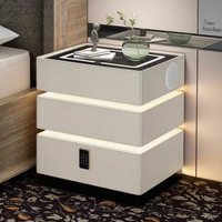 Table de chevet moderne intelligente avec serrure à code, recharge sans fil et rangement multifonctionnel, idéale pour les chambres d'appartement