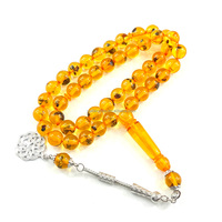 Cadeau du Ramadan 10mm 33/45/51-perle jaune ambre Tasbih Misbaha-vraies fourmis insectes inclusions, perles de culte islamique Dhikr