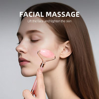 Kit d'outils de soin de la peau en résine avec logo personnalisé : Rouleau facial en jade et Gua Sha rose pour massage du visage, du cou, des yeux et du corps, anti-rides