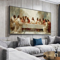 Grande toile murale imprimée La Cène, un rassemblement céleste, avec cadre, pour la décoration de chambre