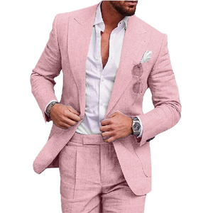 High-End Herren italienischen Leinen Neapel Anzug einreihig mit Futter Baumwolle lässig zweiteilig Set formalen Stil - Product Image 3