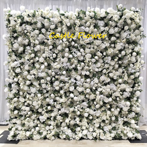 O-FW701 Décoration murale artificielle pour baby shower, panneau <span class=keywords><strong>de</strong></span> fleurs en soie blanche et rose, rouleau <span class=keywords><strong>de</strong></span> 8 pieds x 8 pieds, toile <span class=keywords><strong>de</strong></span> fond <span class=keywords><strong>de</strong></span> mur <span class=keywords><strong>de</strong></span> fleurs en tissu, rideau - Product Image 6